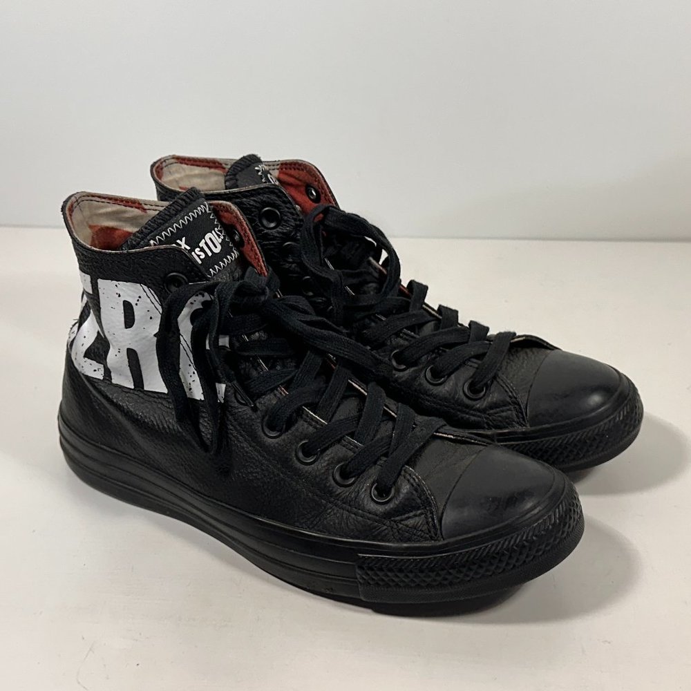 Converse X Sex Pistols Black Leather Sneakers Women Size 9